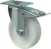 Kelfort Zwenkwiel polyamide wiel met rollager + rem, wit 125kg m/rem 80mm