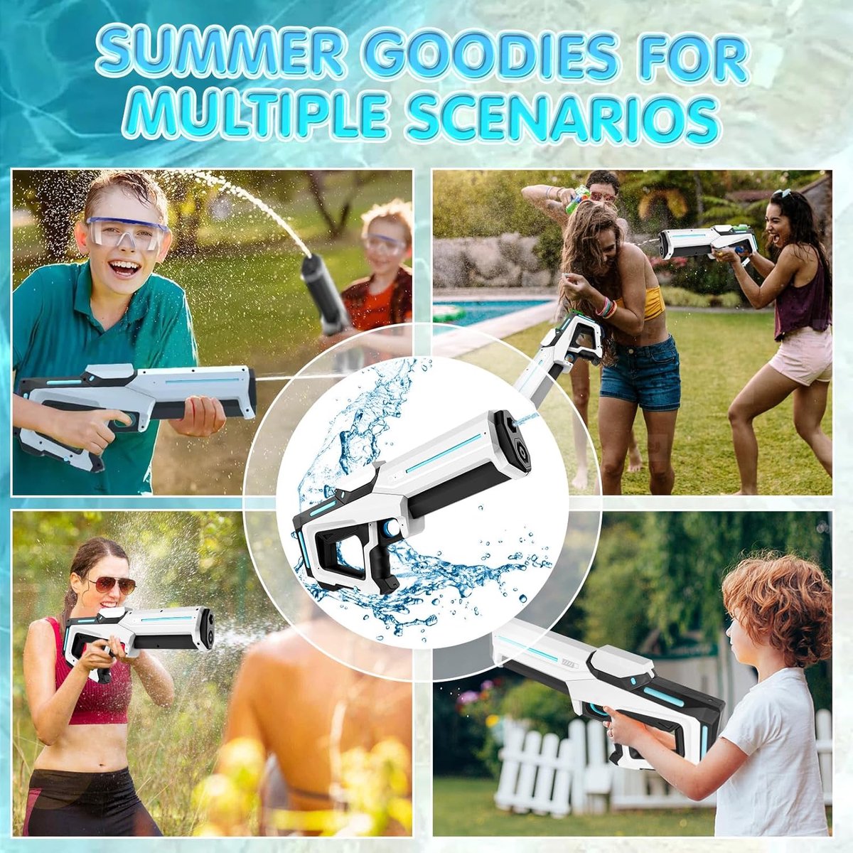 Waterpistool elektrisch - Automatisch waterpistool - Zomer speelgoed - Watergevecht - Super Soaker - Oplaadbaar waterpistool - Kinderplezier - Waterpret - Strand speelgoed - Tuinspeelgoed - Elektrisch speelgoed - Waterbattle - Outdoor fun - Vakanties — afbeelding 6