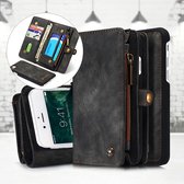 2 in 1 Leren Wallet + Case - iPhone 7/8/SE 2020 - Grijs/Bruin- Caseme