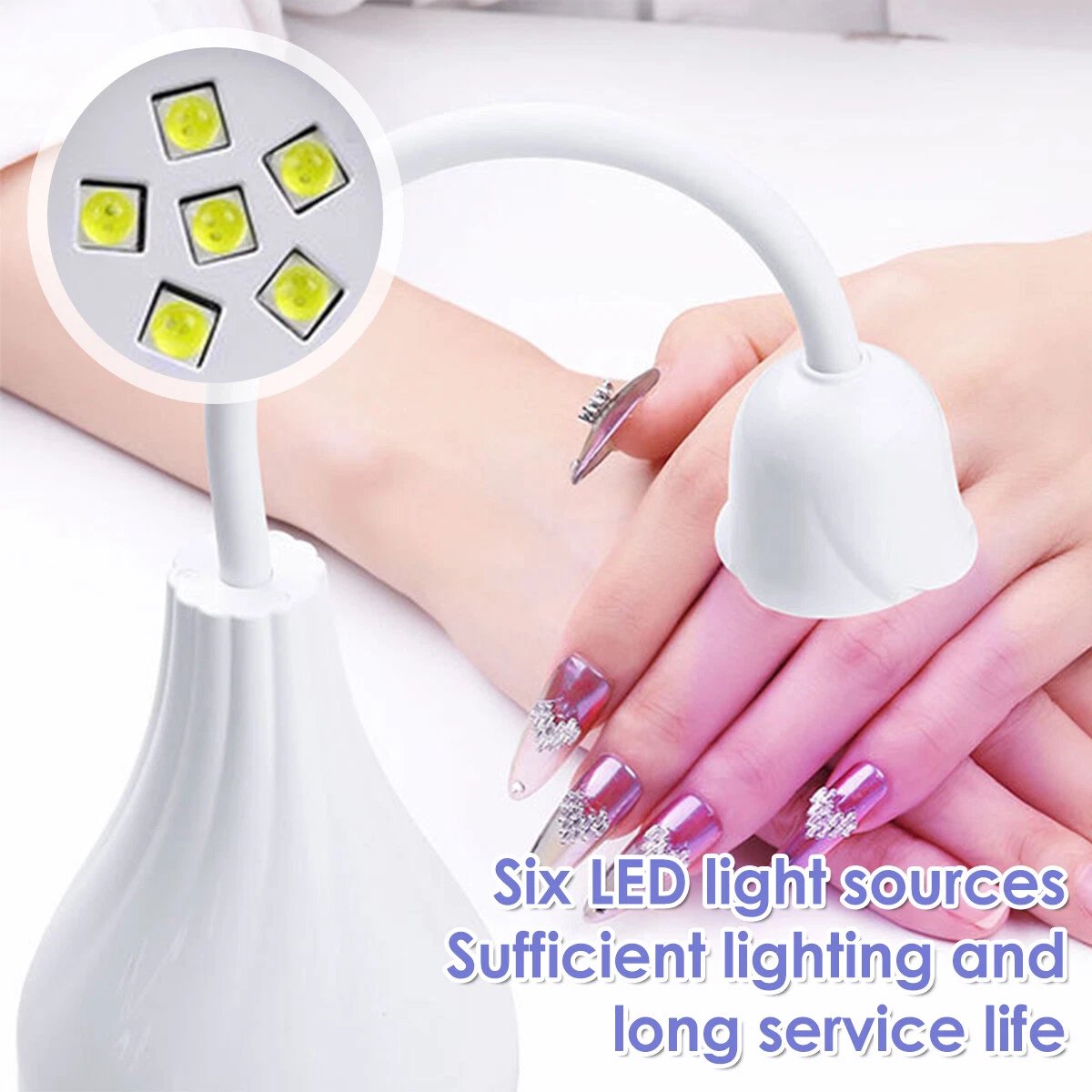 UV LED Nagellamp - UV LED Lamp Nagels - Nagellamp - Manicure - Lichtuitharding - Led Machine Nageldrogers - Nagellamp LED Mini Draagbare - verstelbaar - nail lamp - 360° Draaibaar - Nagel UV Lamp - draadloos usb - nageldroger voor gewone nagellak — cadeau in Verzorging - foto 3