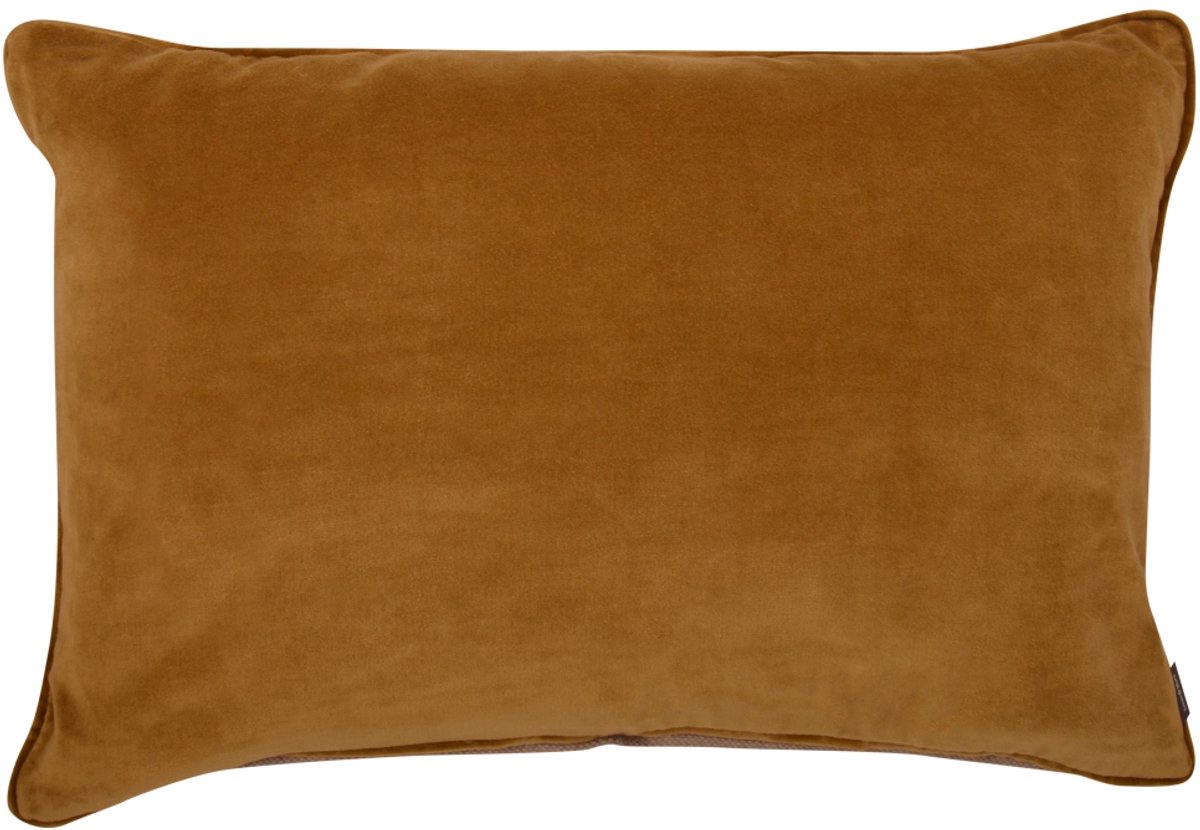 Linen & More Velvet Wool Mustard Gold + Beige Kussen | 40 X 60 | Sierkussen Voor Woonkamer Of Slaapkamer