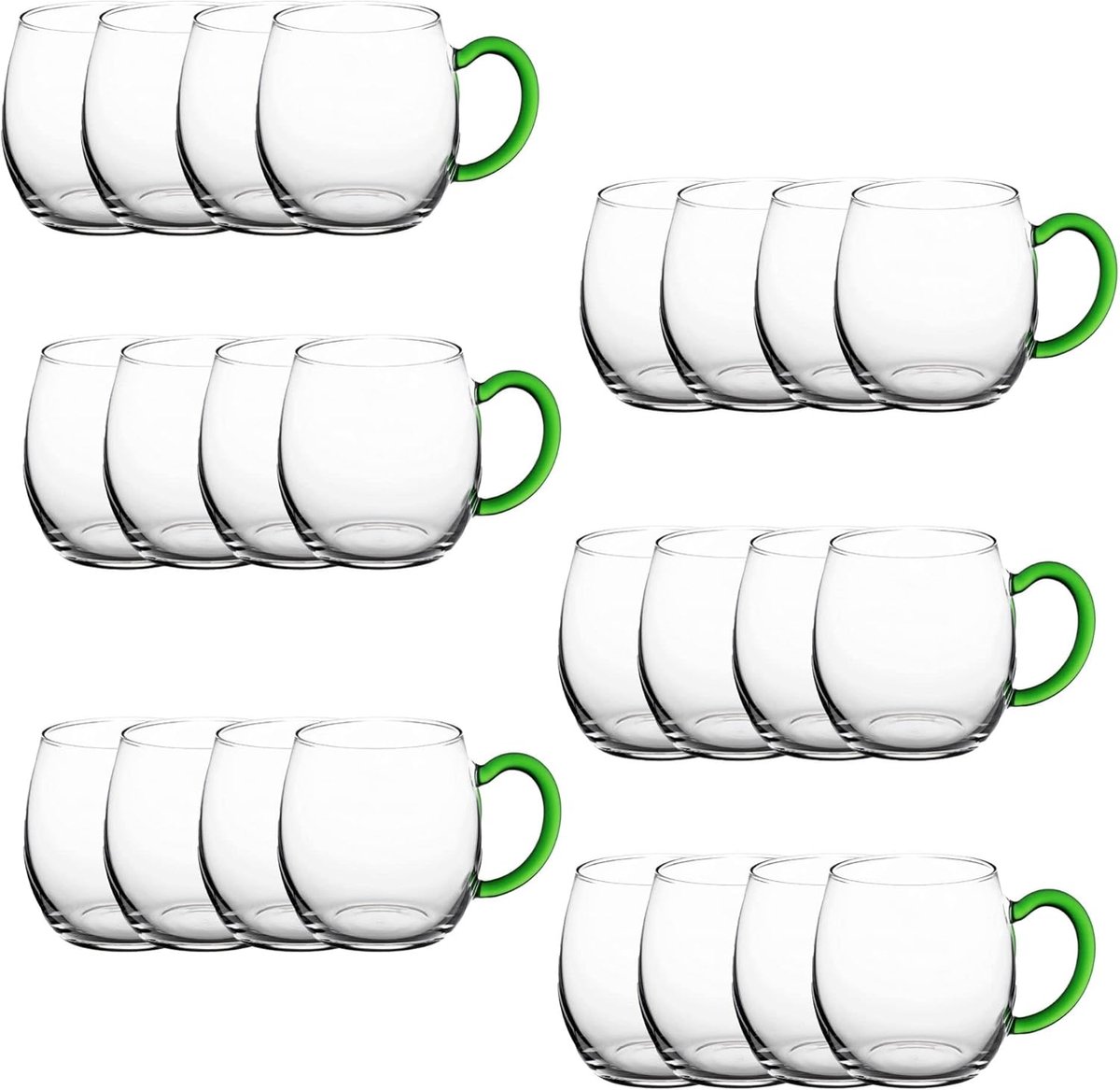 24 x wijnmokken met groene handgreep 250 ml wijnglas gekalibreerd glas witwijnglas glühweinglazen glühweinbeker punchglazen theeglazen met handgreep spritzerglas
