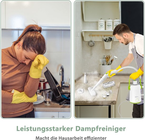 COSTWAY Handstoomreiniger 1000 W en 300 ml watercapaciteit en 10 accessoiresets Steamshot Steam Cleaner stoomreiniger voor alles tapijten ramen bekleding badkamer groen van Costway — afbeelding 4