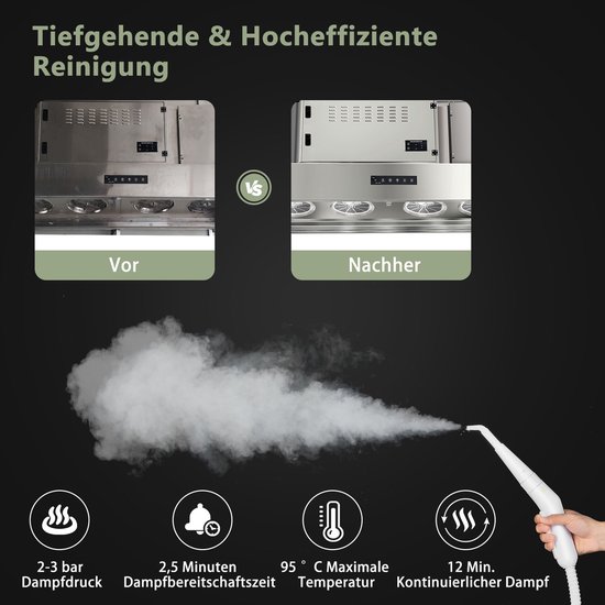 COSTWAY Handstoomreiniger 1000 W en 300 ml watercapaciteit en 10 accessoiresets Steamshot Steam Cleaner stoomreiniger voor alles tapijten ramen bekleding badkamer groen van Costway — afbeelding 5