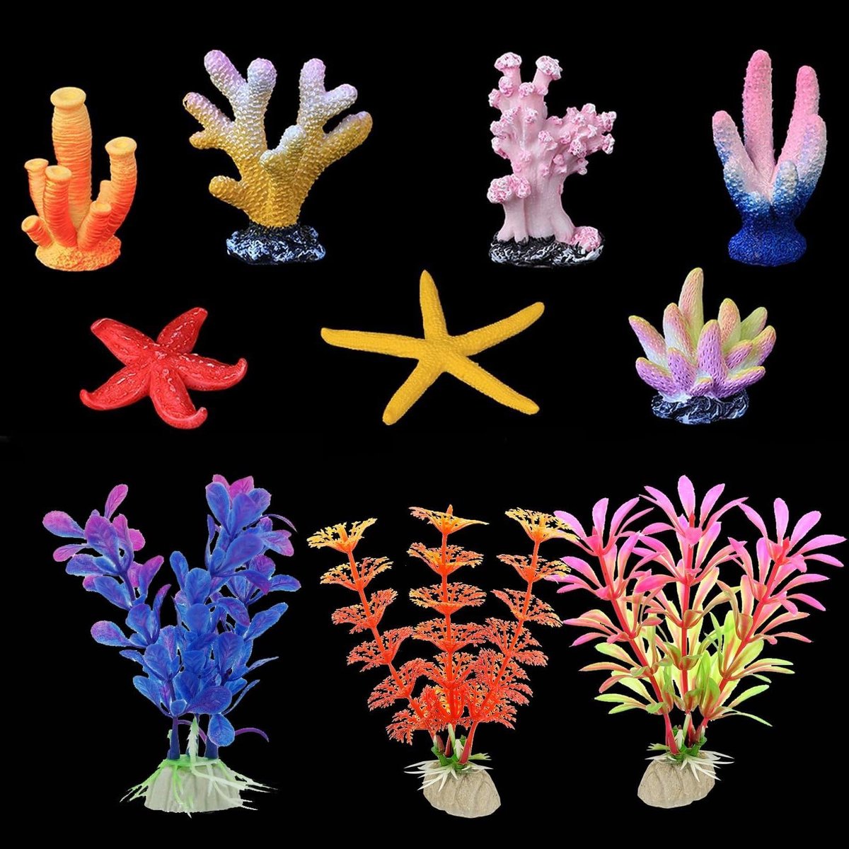 Decoratief kunstkoraal voor aquarium - 10 stuks waterplanten en koraal decoraties