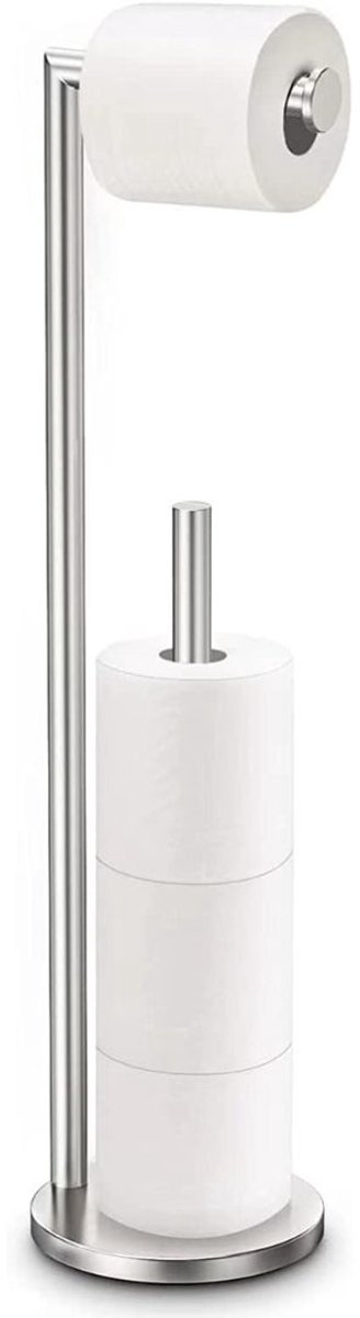 Toiletbutler - Toiletrolhouder Staand - Zilver