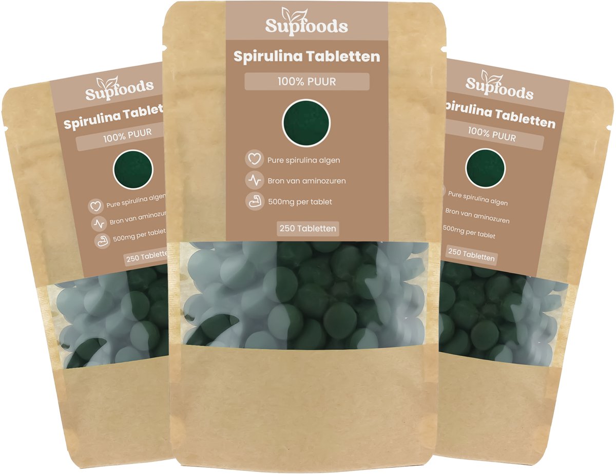 Goedkoopste Spirulina Tabletten 100 Puur - 1000 Tabletten - Spirulina Tabletten 500mg - Rijk aan Eiwitten en Natuurlijke Voedingsstoffen - Alternatief voor Spirulina Poeder