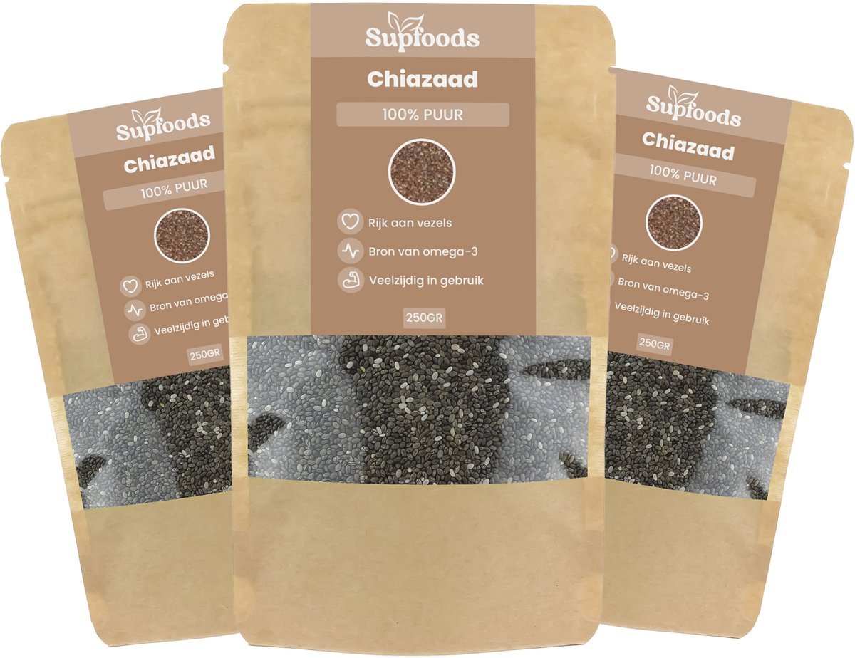 Goedkoopste Chiazaad 100 Puur - 1000gram - Chiazaad is Rijk aan Vezels en Omega-3 - Bron van Eiwitten - Chia Seeds