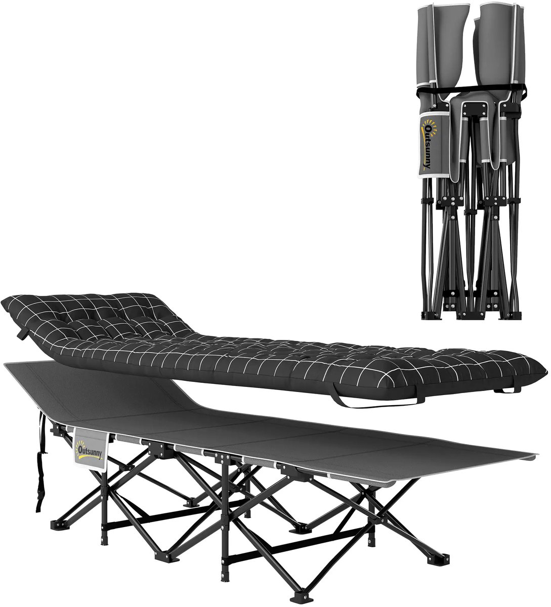 Veldbed - Kampeerbed - Vouwbed - Ligbed - Stretcher- Campingbedje - Opvouwbaar - 1 Persoons - Zwart