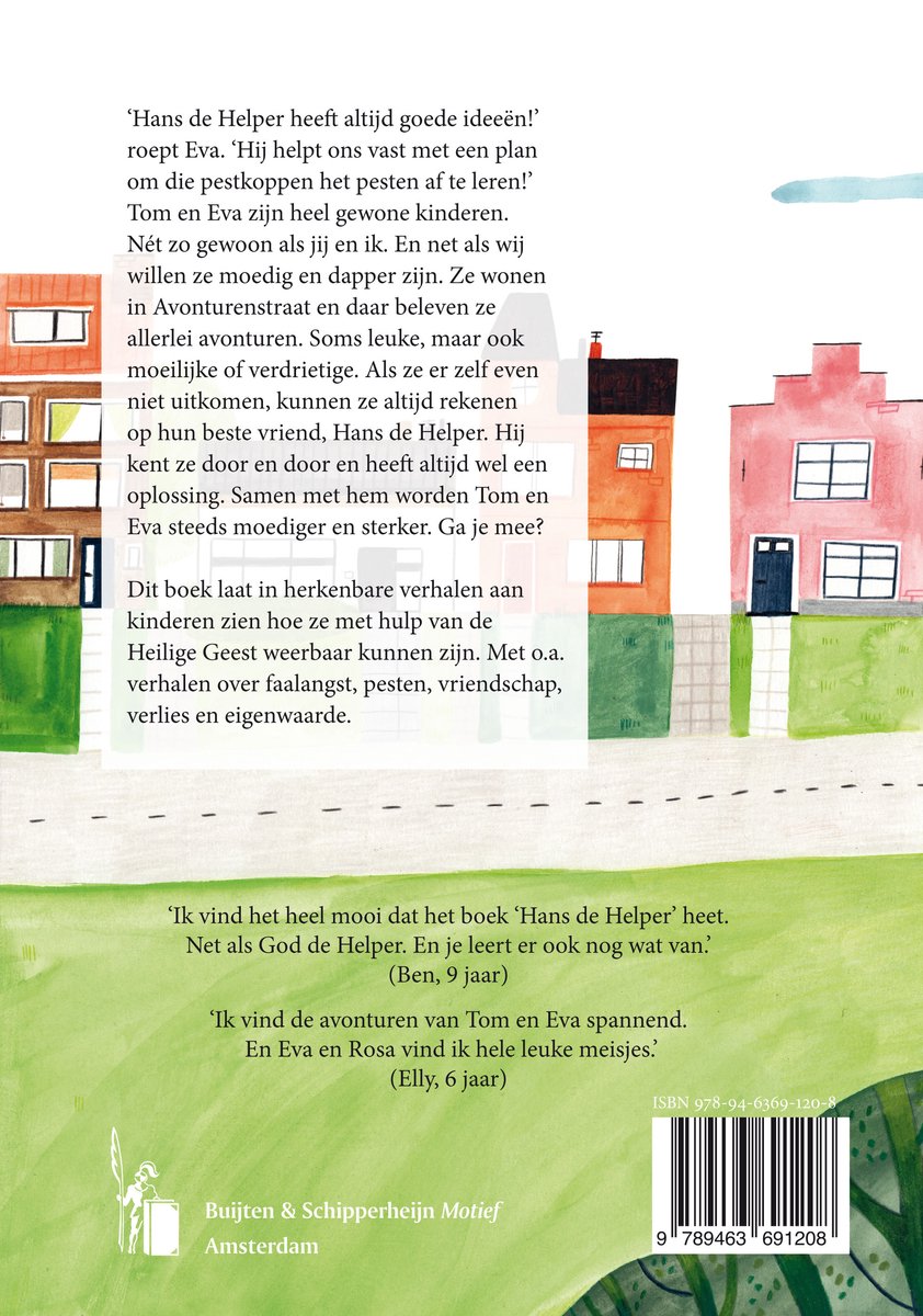 Achterkant van het boek 'De goede Helper' met tekst en ISBN.