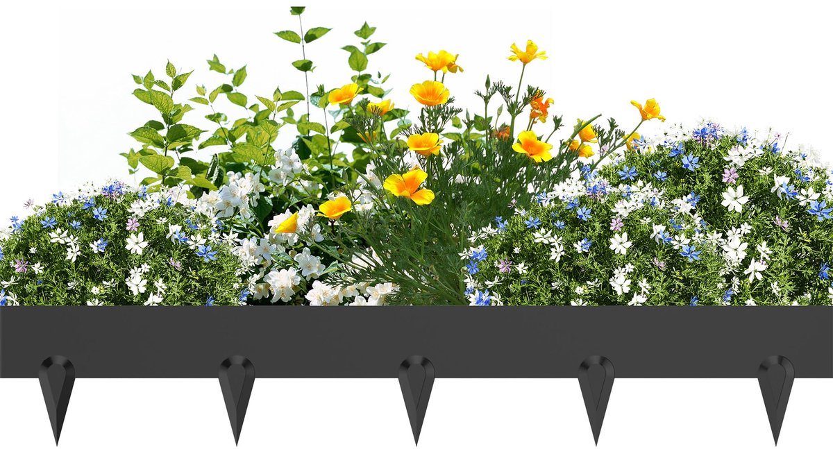 Aufun Gegalvaniseerde Gazonrand Flexibele Gazonrand 160 mm Hoog Stalen Tuinrand Weerbestendige Bloemperkrand Tuinbestrating Rand Tuinrand (5 Stuks, 5 m - Antraciet)