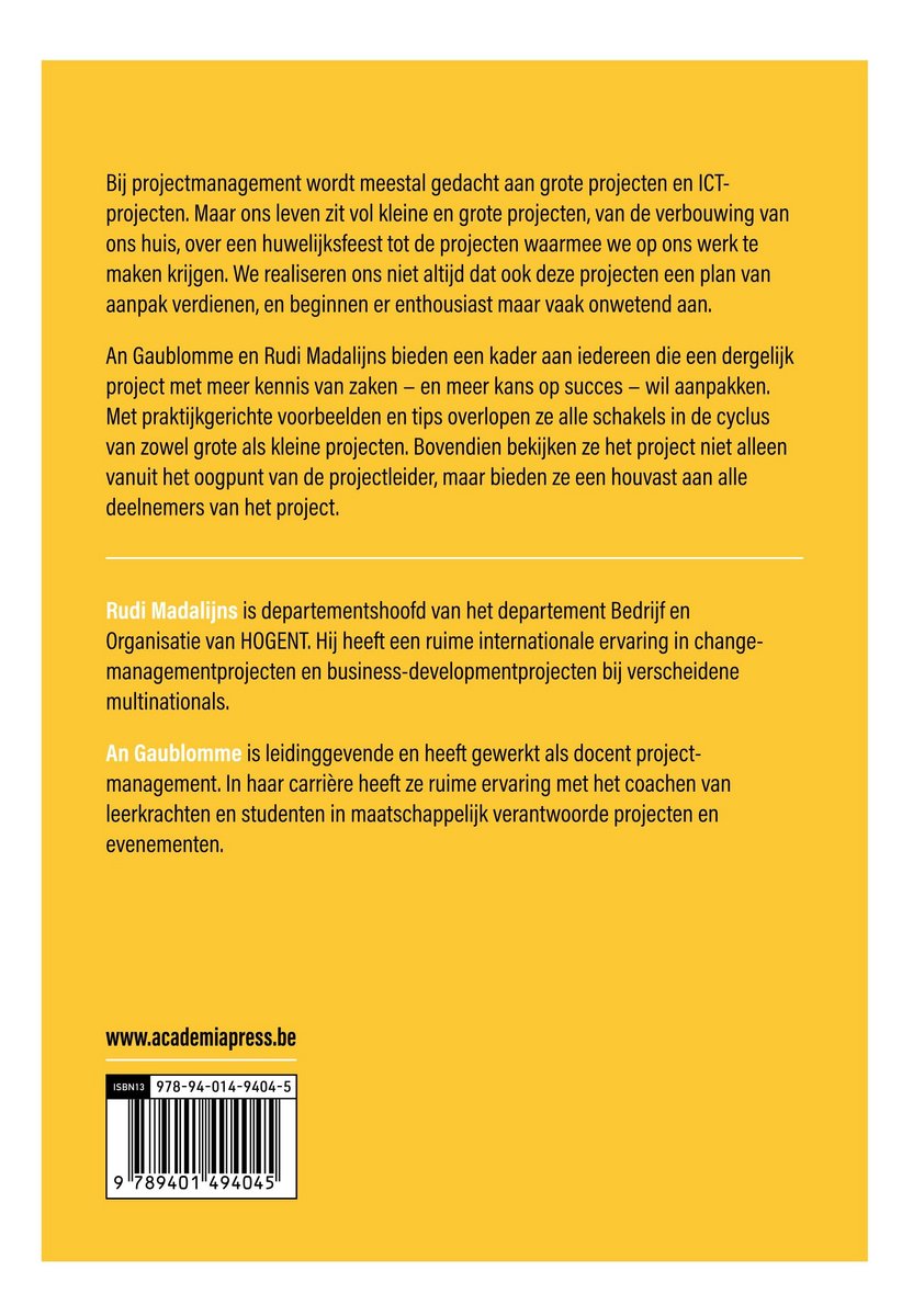 De weg naar een geslaagd project - back cover