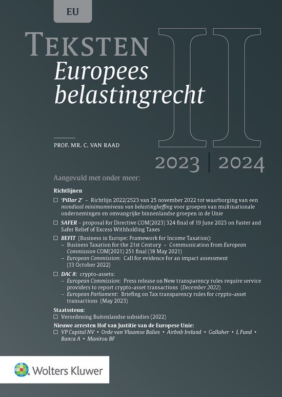 Teksten Europees belastingrecht 2023/2024 - cover