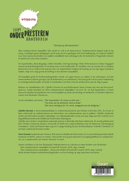 Boek "Slim onderpresteren aanpakken" met tekst en een afbeelding van het boek.