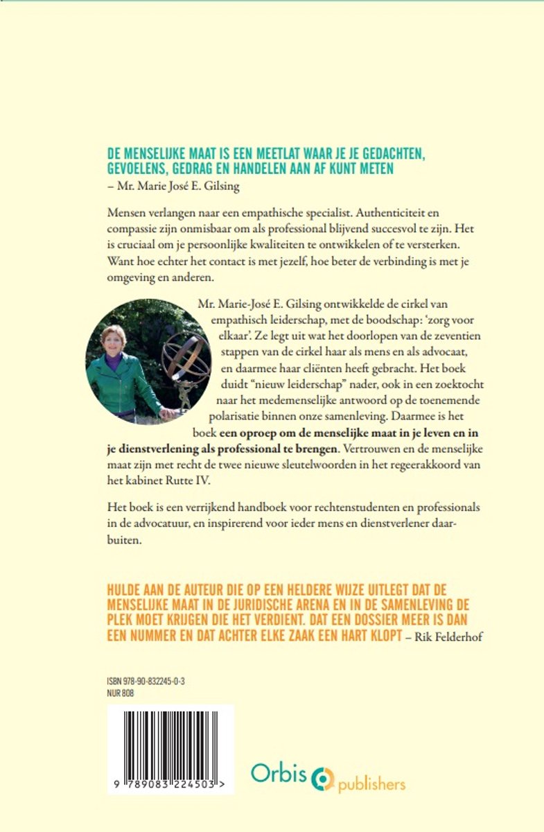 De menselijke maat - back cover