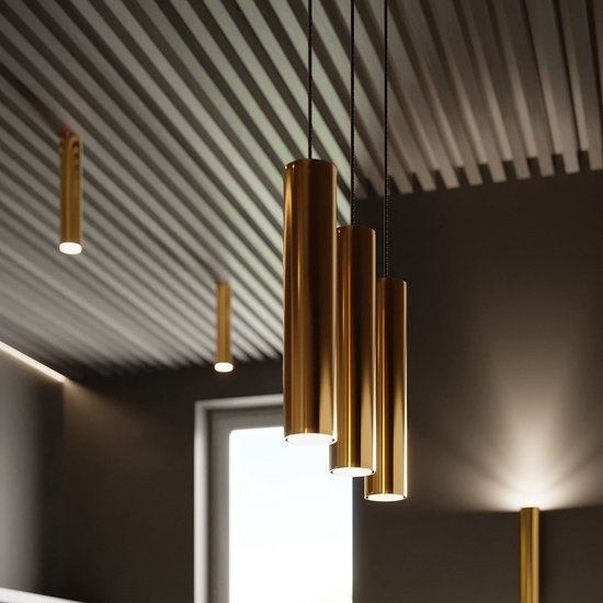 Plafonnier Sollux Lighting Lagos - 30x6x6cm - GU10 - doré brillant - acier