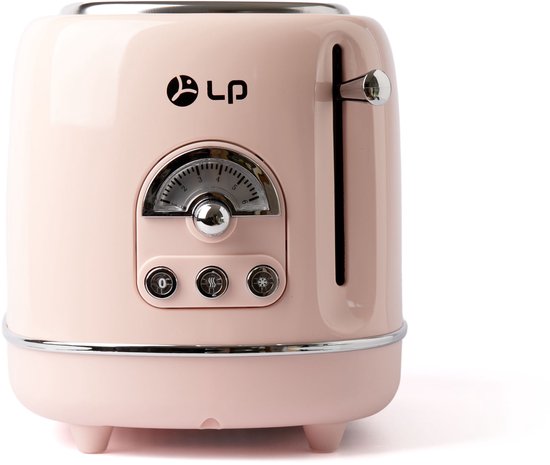 Retro Roze Broodrooster – 2 Sleuven – 6 Standen – Ontdooien & Opwarmen – Vintage Design – Kunststof & RVS Behuizing
