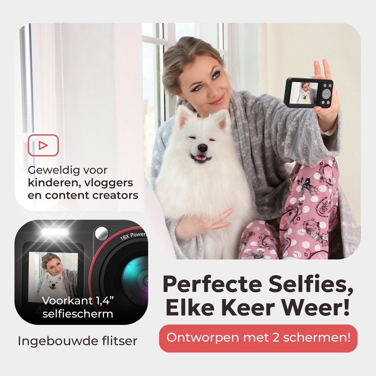 TM&DY 4K Digitale Camera – 64MP - met 2 Schermen – Compact Camera – Vlog Camera – Inclusief 32GB - Fototoestel - Fotocamera thumbnail 4