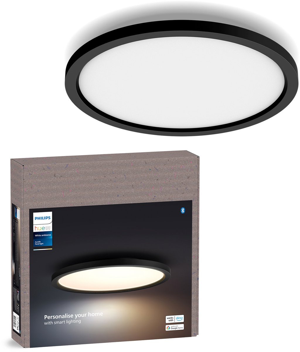 Philips Hue Aurelle - paneellamp - warm- tot koelwit licht - zwart - rond