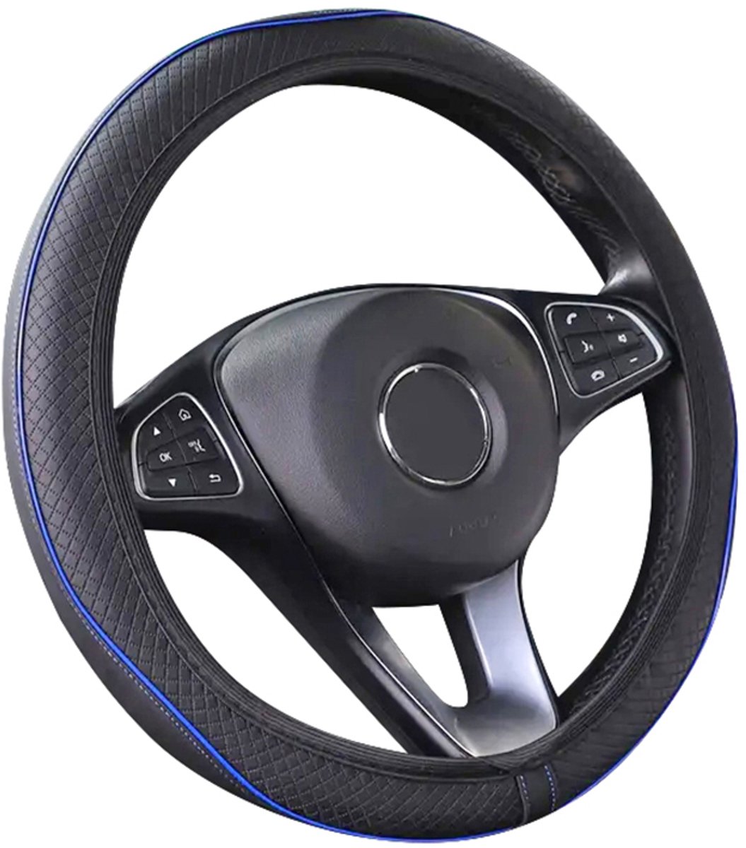 Stuurhoes Auto 37-38 cm - Zwart met Blauwe Lijn - Kasey Products