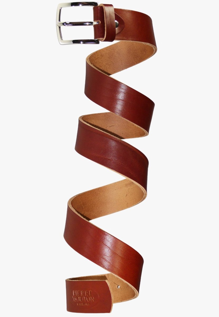 Pierre Mouton - Riem - Volwassenen - Heren - Camrey - Donker Cognac - Natuurleder -120cm - 40mm