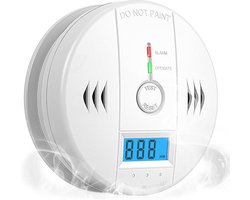 Koolmonoxidemelder Met Display - Werkt Op Batterijen - Co-Melder - Met Digitaal Led-Display - Met Kunstmatig Alarmgeluid En Testknop - Draadloos - Geschikt Voor Thuis, Restaurant, Hotel, Kantoor - Voldoet Aan Europese Norm