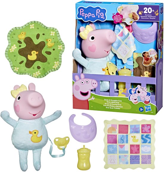 Peppa Pig Kuscheltiere 3er-Set – Peppa, Schorsch & Baby Evie – Superweiche Plüschfiguren im klassischen Peppa-Pig-Stil, Spielzeug ab 18 Monaten