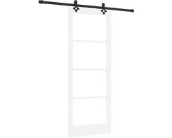 vidaXL - Schuifdeur - met - Hardware - Set - 'ORKDAL'Witte - Massief - Hout - & - Glas