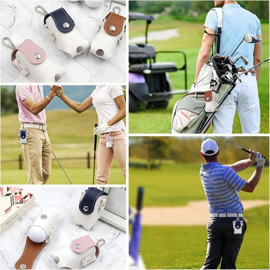 2 stuks golfheuptas, sportriem, golfballenverzamelaar, geschikt voor golfen, draagtas 9,5 x 4,9 cm (blauw en bruin) van Merkloos — afbeelding 5
