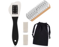 Syllio Suede Borstel Deluxe - Incl. 2 Borstels, 2 Gummen & Opbergzakje - Suede Schoenverzorging - Schoenpoets - Schoenborstel