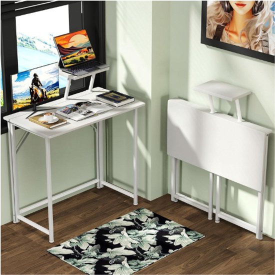 COSTWAY Klein opvouwbaar bureau, 60 x 40 cm, opvouwbaar computerbureau, standaard voor tablet of boeken, tafel voor kleine ruimtes, geen montage nodig, natuurlijk