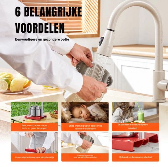 Fruitpers - RVS Handmatige Fruitpers - 3L 14x13 cm - Wijnpers - Met hendel van Bolt Edge — afbeelding 4