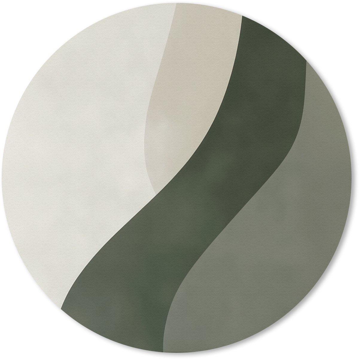 Muismat rond 40x40 cm - Mousepad Japandi - Groen - Abstract - Modern - Ronde muismatten