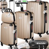 Bol.com tectake® - 4-delige reiskofferset - Inclusief bagageweger en label - 360° wielen - Harde koffer met cijferslot - Stapelb... aanbieding