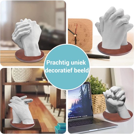 LotaHome - 3D Handafdruk Set - Gipsafdruk Set - 3D Casting - Handafdrukset - Handgietset - Voor Volwassenen, Koppels, Familie en Baby's - Gipsafdruk Handen voor Stellen - Geschikt voor 2 Handen - Babyhandjes - Complete Set - Decoratieve Accessoire van Merkloos — afbeelding 5