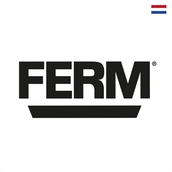 Zwart FERM logo met Nederlandse vlag.
