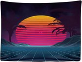 Ulticool - Neon Retro 80s Vintage Palm - Tapisserie - 200x150 cm - Groot tapisserie - Affiche
