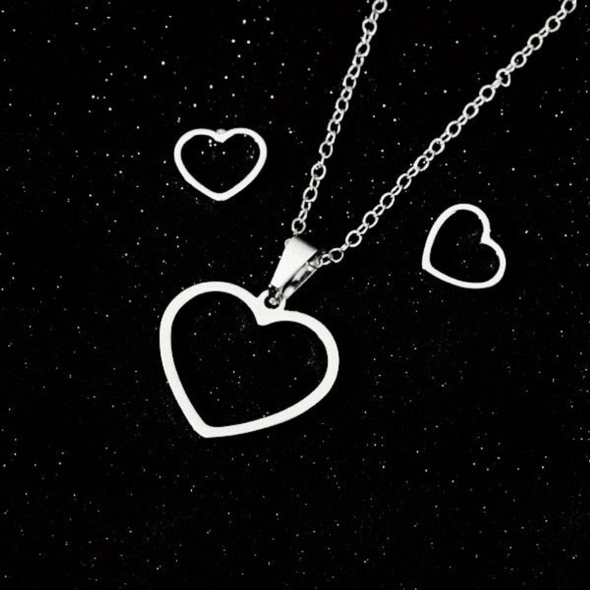 SportPresent® - Sieradenset - Harten - Oorbellen - Ketting - Valentijnsdag - Liefde - Love - Valentijn - Sieraad - Valentijnskado
