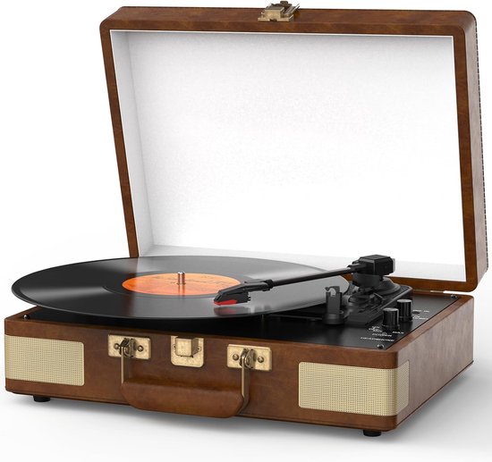 Bluetooth-platenspeler, vintage Bluetooth-draaitafel met 3 snelheden en ingebouwde stereoluidspreker, voor 7/10/12 inch vinylplaten Vinylspeler Bluetooth-platenspeler, vintage Bluetooth-draaitafel met 3 snelheden en ingebouwde stereoluidspreker, voor 7/10/12 inch vinylplaten Vinylspeler