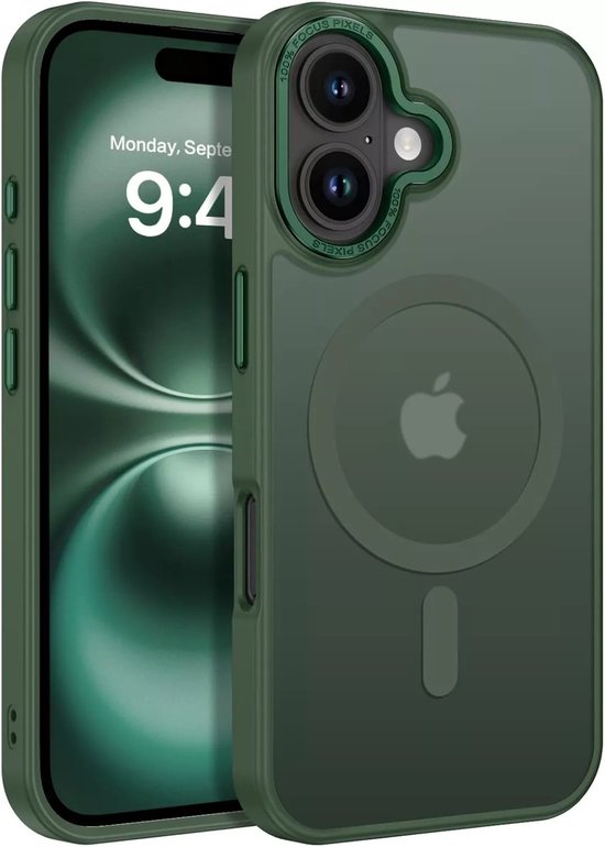 Coque de téléphone vert mat avec cercle magnétique pour iPhone.