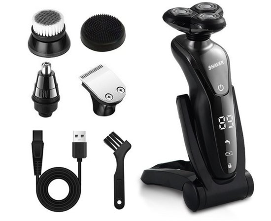 6 in 1 Scheerapparaat Mannen - Gezicht, Hoofd & Baard Trimmer- Elektrische Shaver - Tondeuse - Baardtrimmer & Neustrimmer - Haartrimmer - Trimapparaat - Draadloos Opladen - Smart Display - 6 - €33,95