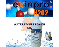 Waterstofperoxide 12% | 1L | exinpro®H2O2 | Hydrogen Peroxide | Zuurstofwater | Reiniger Ontsmetting Vlekverwijdering Bleekmiddel Waterbehandeling | 12 procent | exinpro®