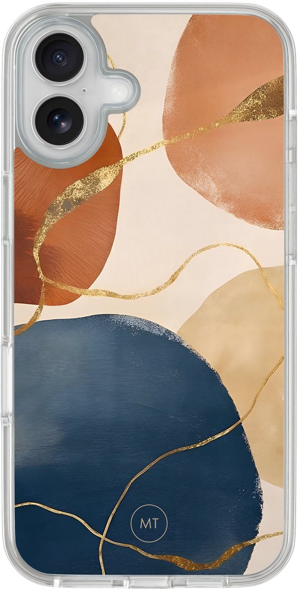 Hybride hoesje geschikt voor iPhone 16 - Abstract harmony - Extra bescherming - Luxe beschermhoes - TPU case - Transparant, Multi - Mooie Telefoonhoesjes