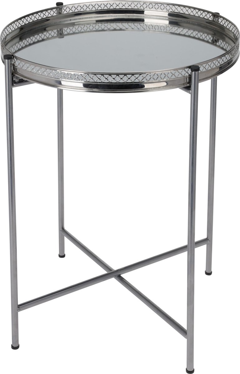 H&SDecoration-bijzettafel-metaal-zilver-47 cm hoog-diameter 36cm