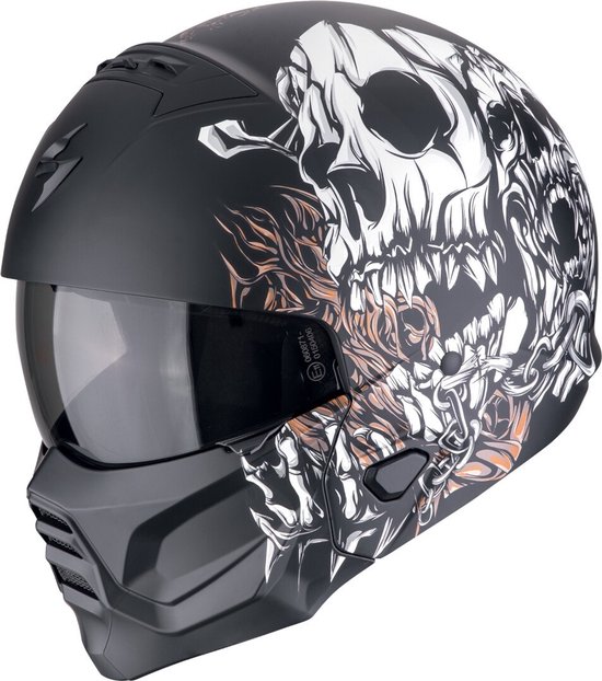 Scorpion EXO Combat II Genesis Zwart Wit Oranje Jethelm - Maat M - Helm