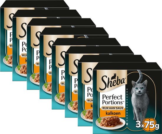 Sheba Kattenvoer - Perfect Portions - Natvoer - Kalkoen in Saus - 24 x 75gr