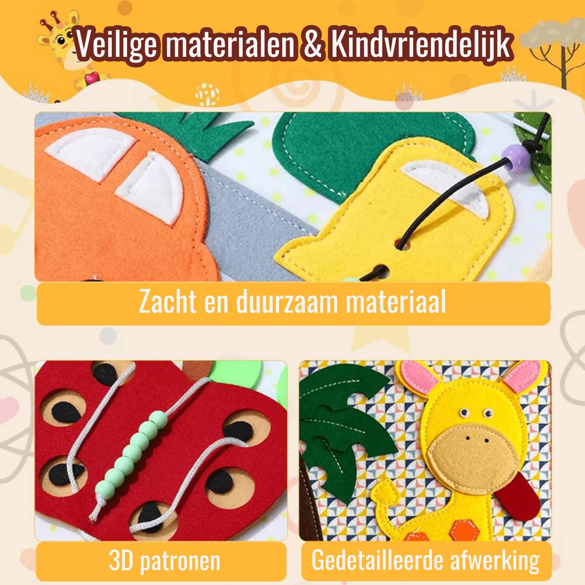 Joyage Busy Board Boek - Montessori activeitenboek voor onderweg in de auto - Busy book - Sensorisch speelgoed 3 jaar montessori speelgoed - Meisjes speelgoed jongens speelgoed peuter speelgoed 2 jaar - Kinderspeelgoed 1 jaar 3 jaar Activiteitenbord — afbeelding 6