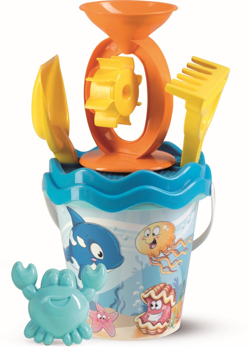 Androni Giocattoli strand speelgoed emmerset met waterrad Happy Fish 17cm.