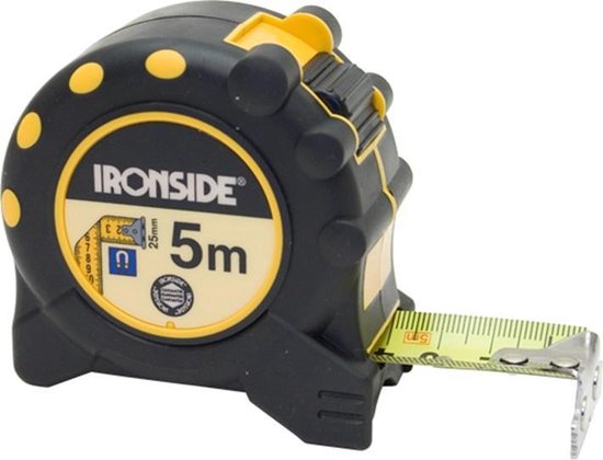 Ironside Ruban à mesurer caoutchouc ABS magnétique 5 mètres x 25mm