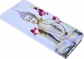 Ntech Boeddha & Bloem Design Portemonnee Hoesje Met Pasjesruimte & Magneet flapje - Samsung Galaxy A30